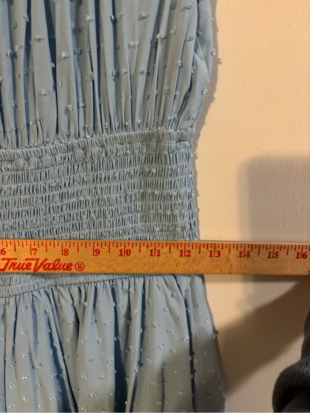 Blue Smocked Ruffle Strap Romper Dress skort Cottagecore Boho Textured Size M - Picture 5 of 7